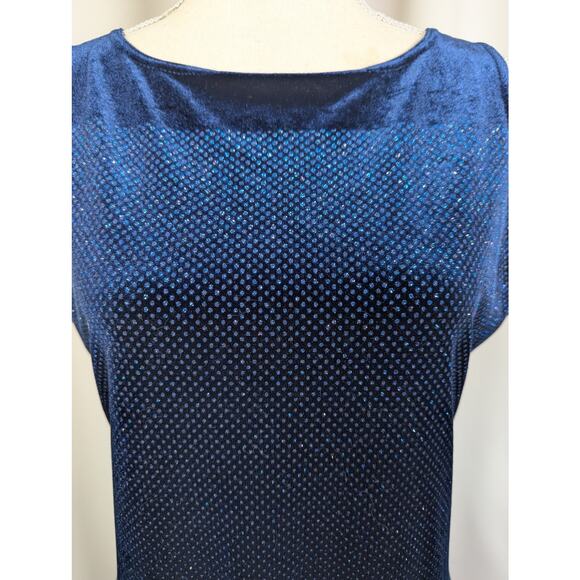 Y2K Vintage Velvet Sleeveless Sparkle Dress Blue Size Large - Picture 11 of 16